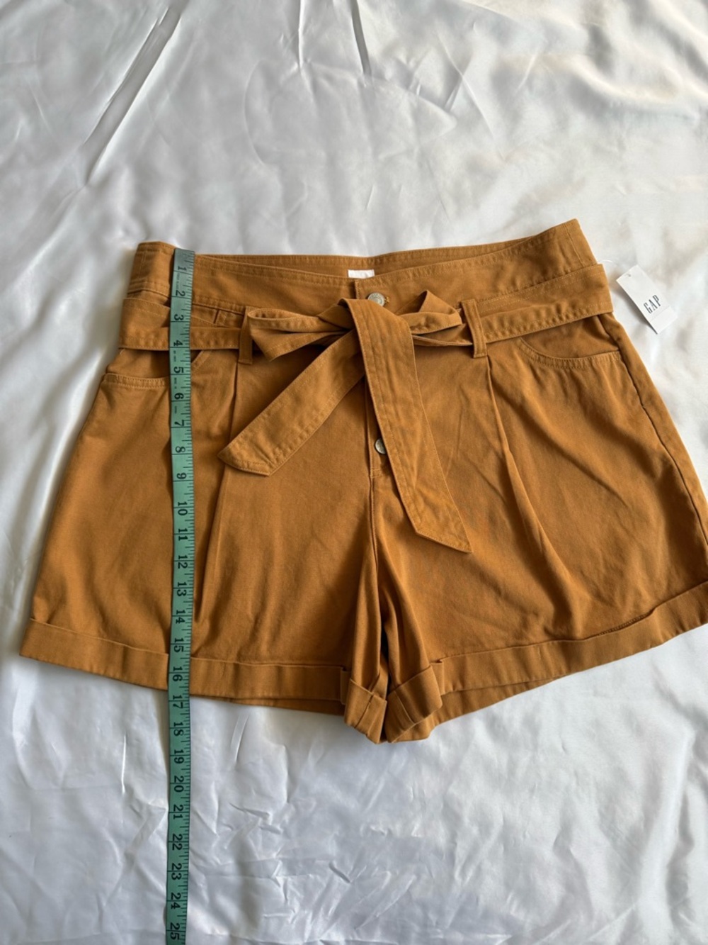 GAP Women’s Rust-Orange High-Waist Belted Shorts 16 - Picture 7 of 14